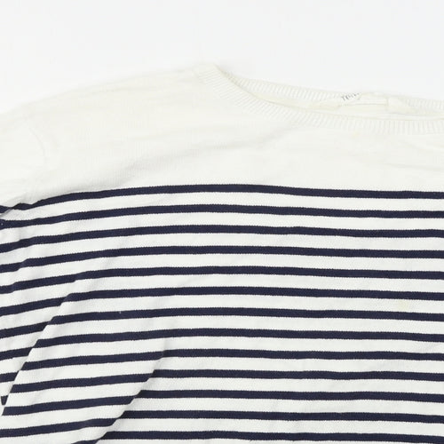 H&M  Girls White Striped  Pullover Jumper Size 14 Years