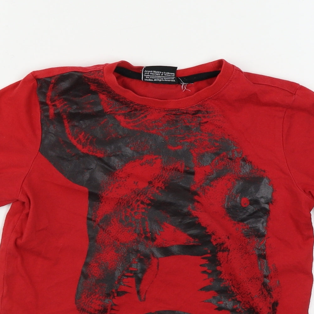 Jurassic Park  Boys Red   Basic T-Shirt Size 6-7 Years