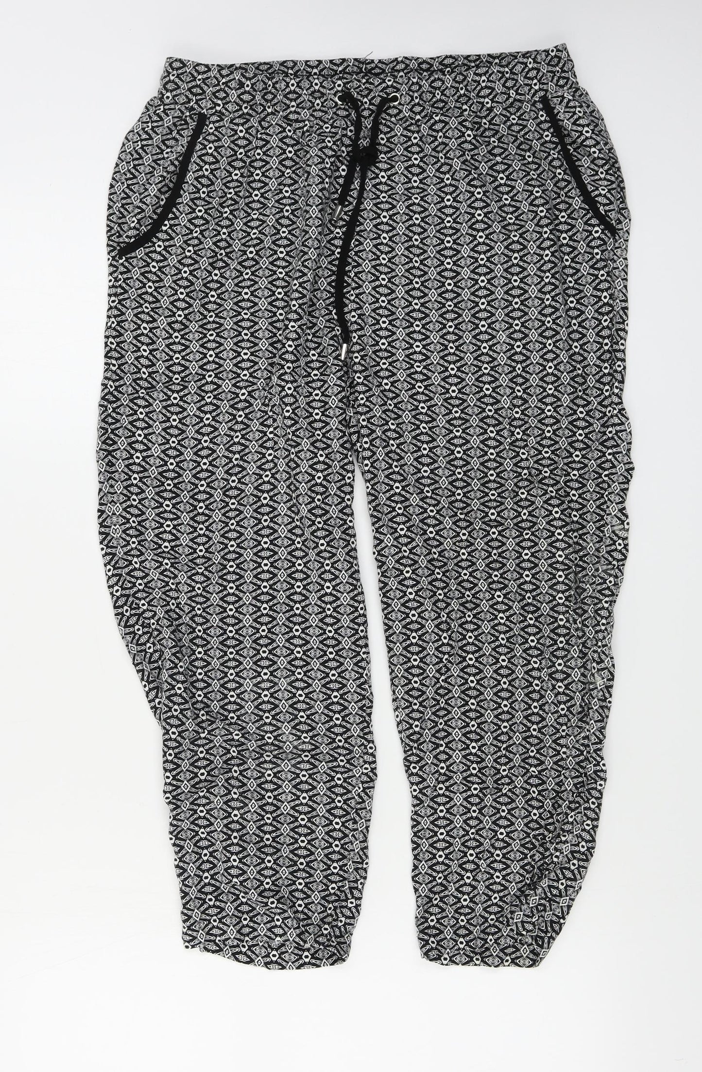 New Look  Womens Grey Geometric  Trousers  Size 14 L22 in