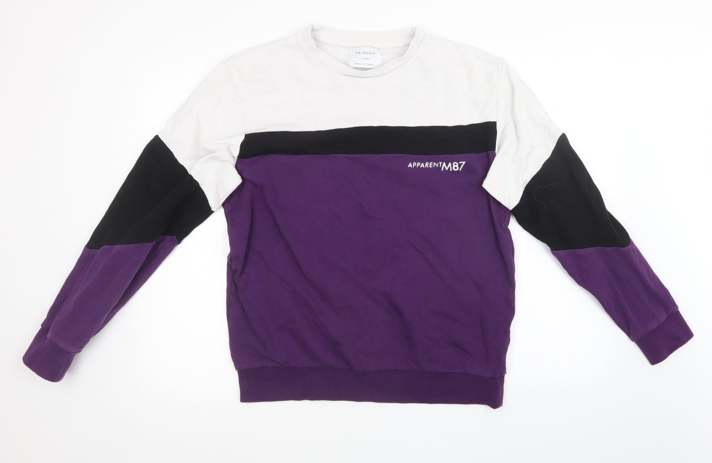 Primark Womens Purple Striped  Pullover Sweatshirt Size L