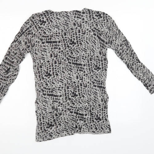 David Emanuel Womens Grey Animal Print Knit Pullover Sweatshirt Size S