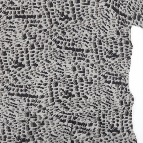 David Emanuel Womens Grey Animal Print Knit Pullover Sweatshirt Size S