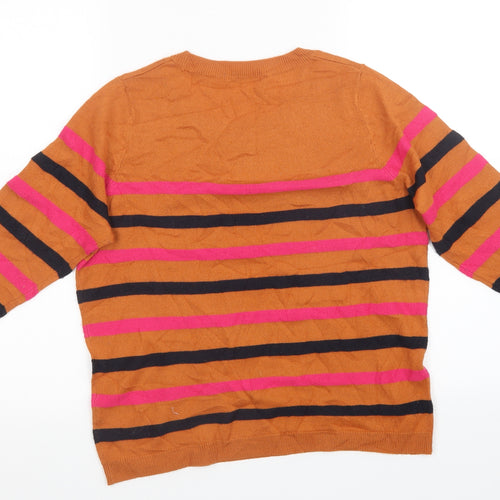 Sainsburys Womens Orange Striped Knit Pullover Sweatshirt Size 12