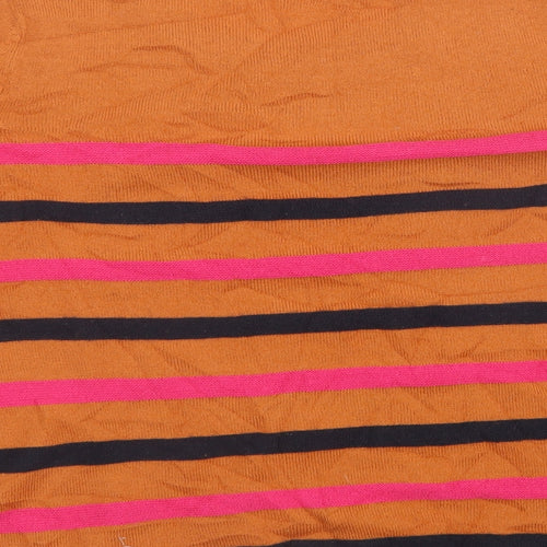 Sainsburys Womens Orange Striped Knit Pullover Sweatshirt Size 12