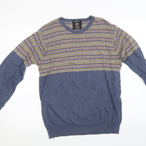 Burton Mens Blue Geometric Knit Pullover Sweatshirt Size M
