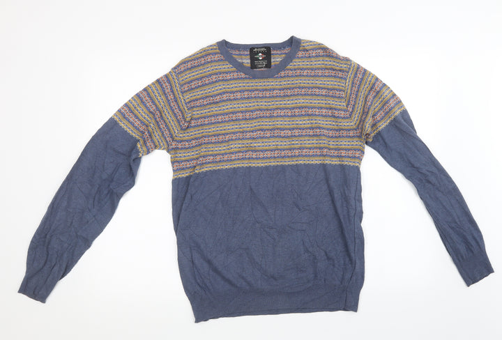 Burton Mens Blue Geometric Knit Pullover Sweatshirt Size M