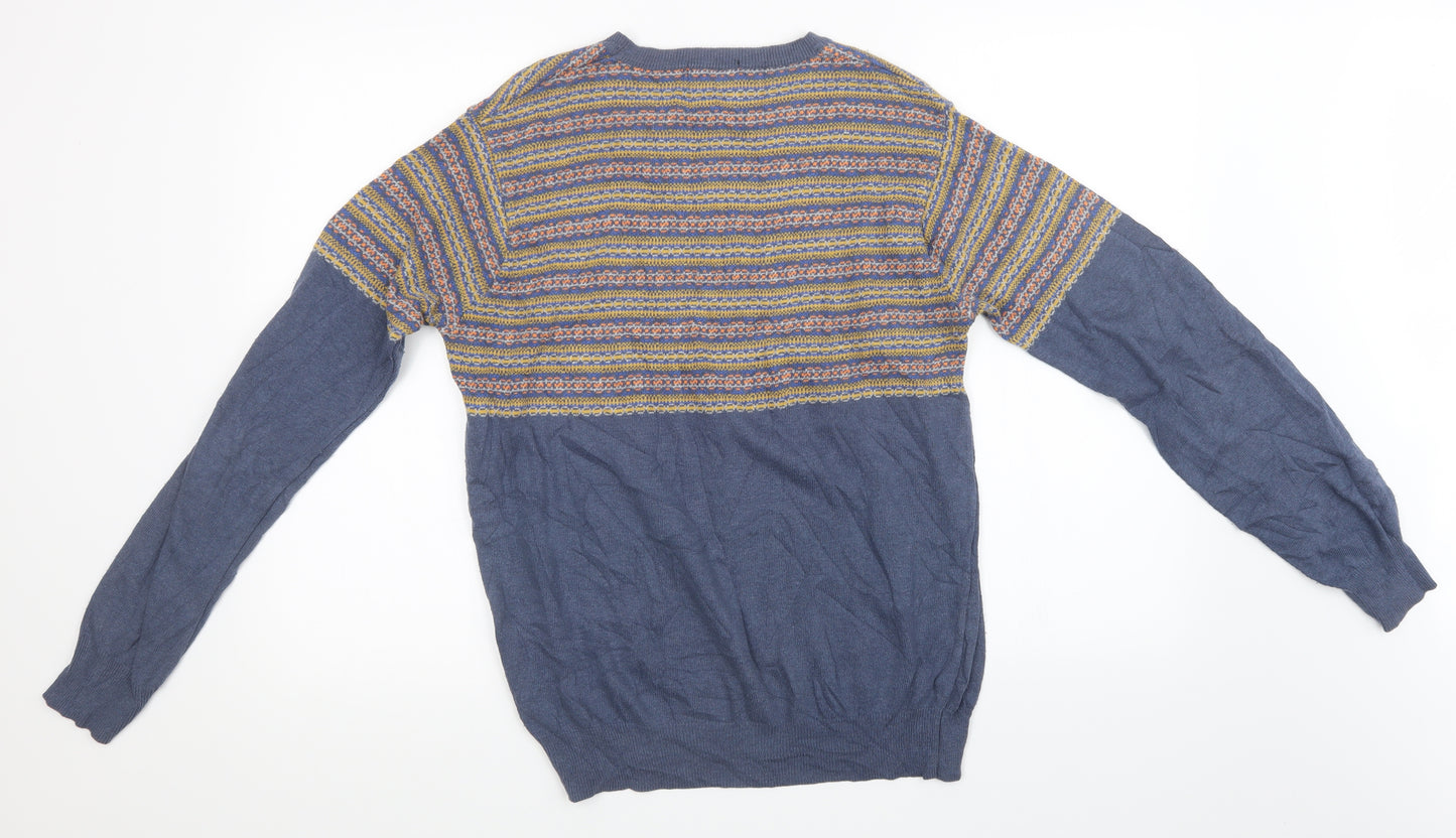 Burton Mens Blue Geometric Knit Pullover Sweatshirt Size M