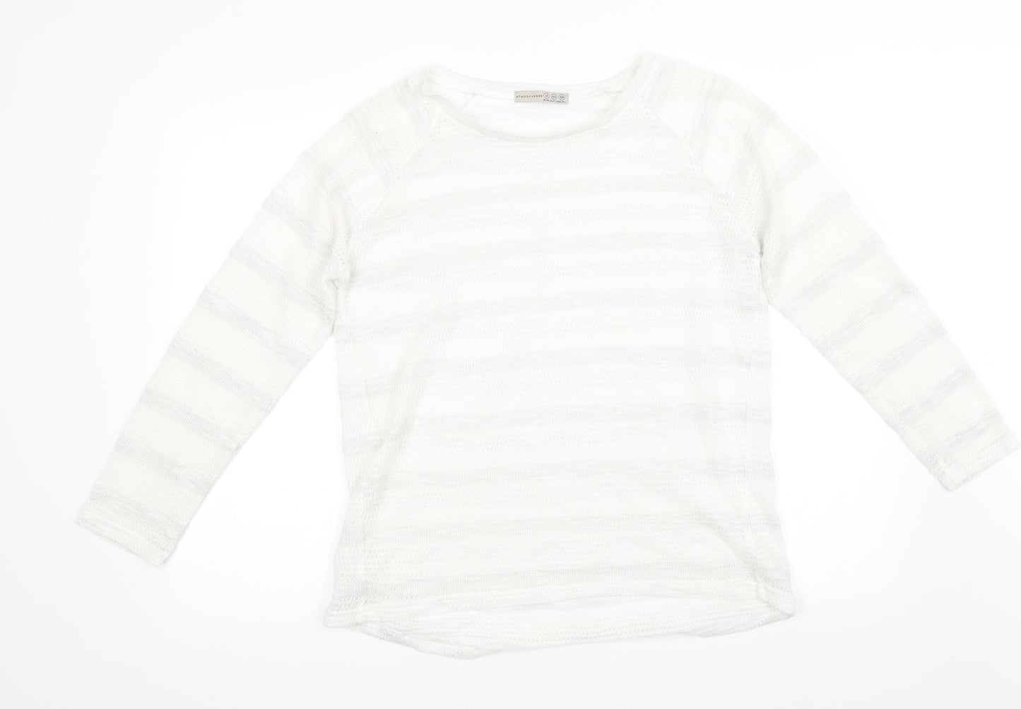 Primark Womens White Striped  Pullover Sweatshirt Size 12
