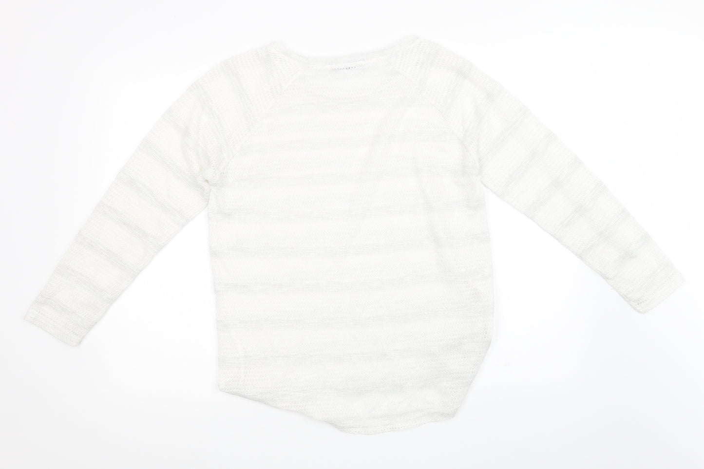 Primark Womens White Striped  Pullover Sweatshirt Size 12
