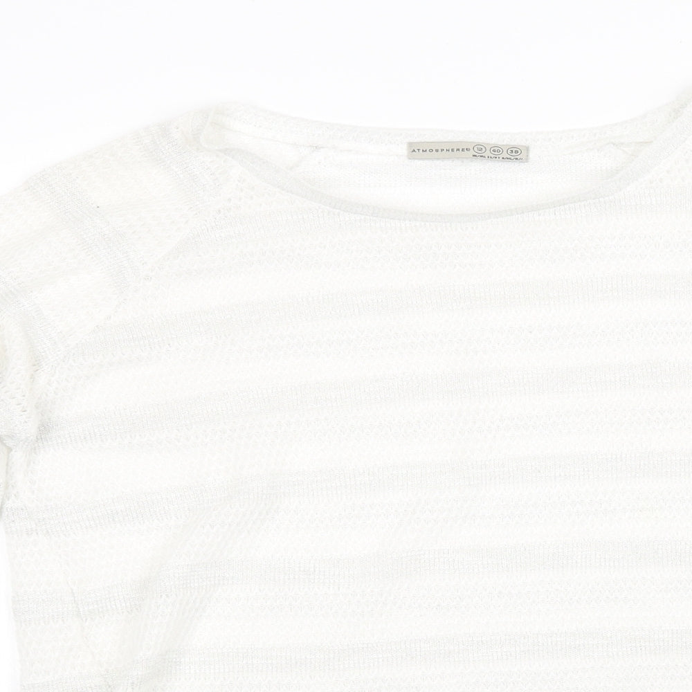 Primark Womens White Striped  Pullover Sweatshirt Size 12