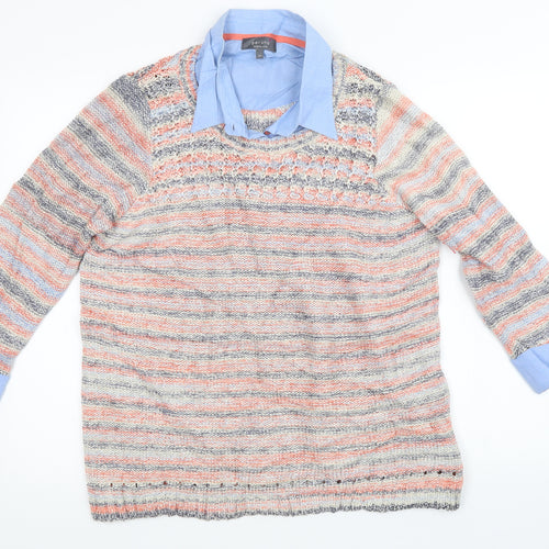 Marks and Spencer Womens Multicoloured Striped Knit Pullover Sweatshirt Size 16