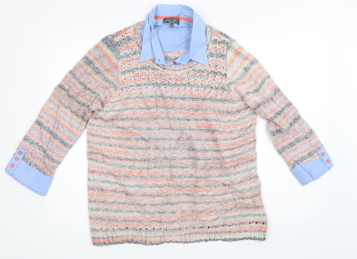 Marks and Spencer Womens Multicoloured Striped Knit Pullover Sweatshirt Size 16