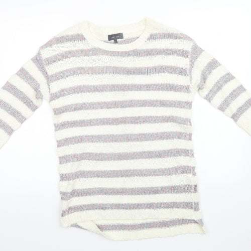Marks and Spencer Womens White Striped Knit Pullover Sweatshirt Size 8