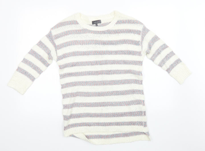 Marks and Spencer Womens White Striped Knit Pullover Sweatshirt Size 8