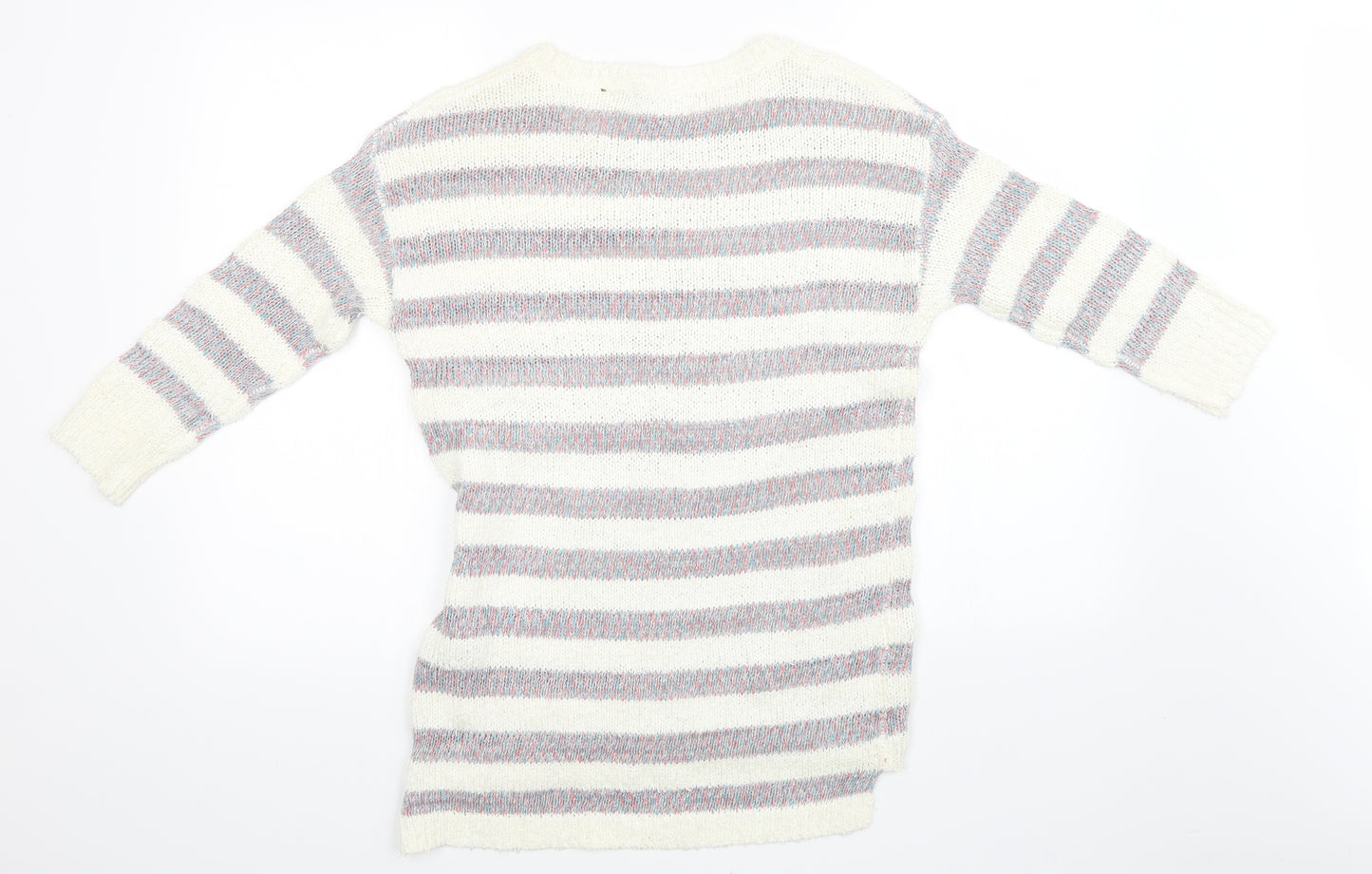 Marks and Spencer Womens White Striped Knit Pullover Sweatshirt Size 8