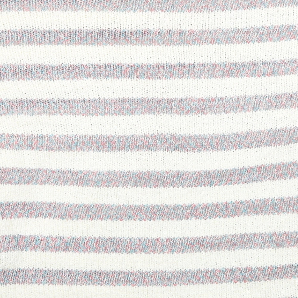 Marks and Spencer Womens White Striped Knit Pullover Sweatshirt Size 8