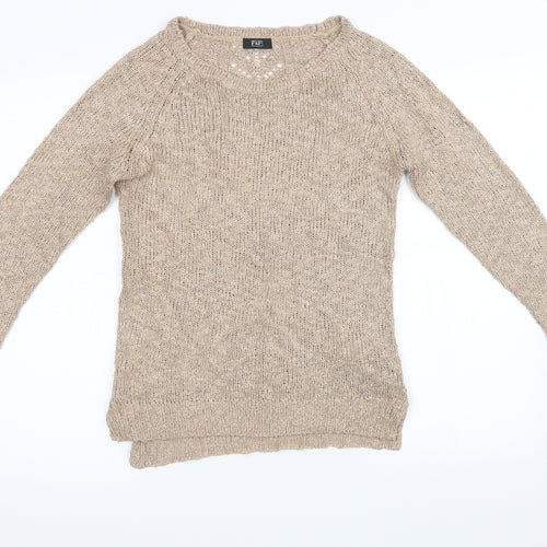 F&F Womens Beige  Knit Pullover Sweatshirt Size 6