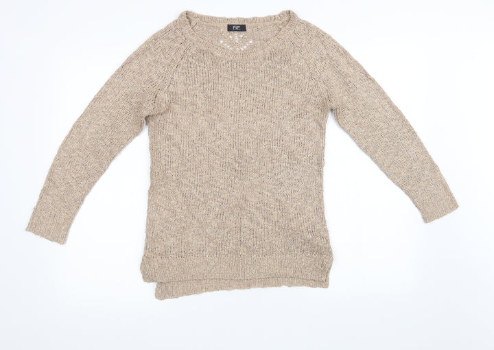 F&F Womens Beige  Knit Pullover Sweatshirt Size 6
