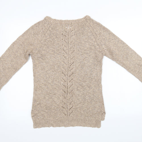 F&F Womens Beige  Knit Pullover Sweatshirt Size 6
