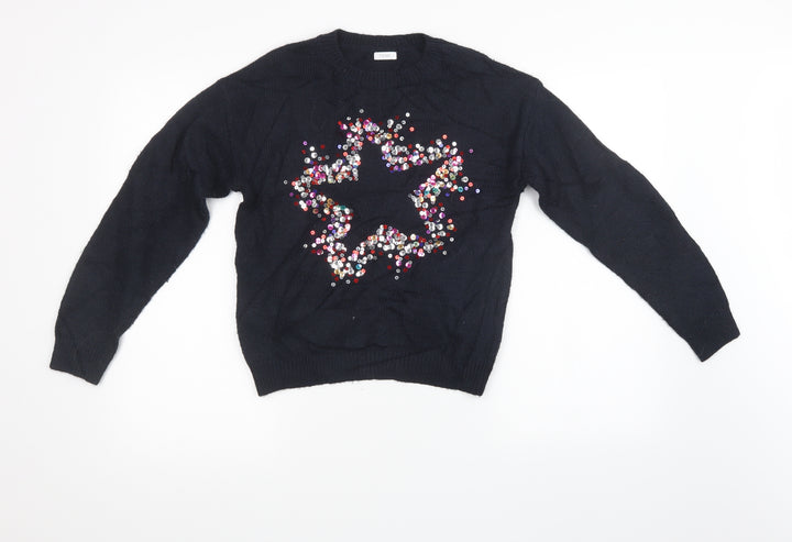 NEXT Girls Black Knit Pullover Sweatshirt Size 12 Years