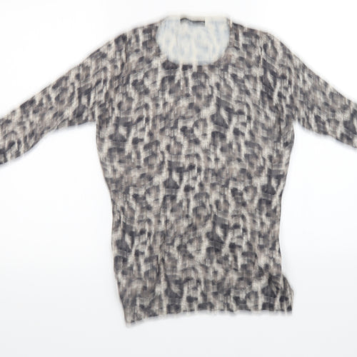 bm Collection Womens Brown Animal Print Knit Pullover Sweatshirt Size XS