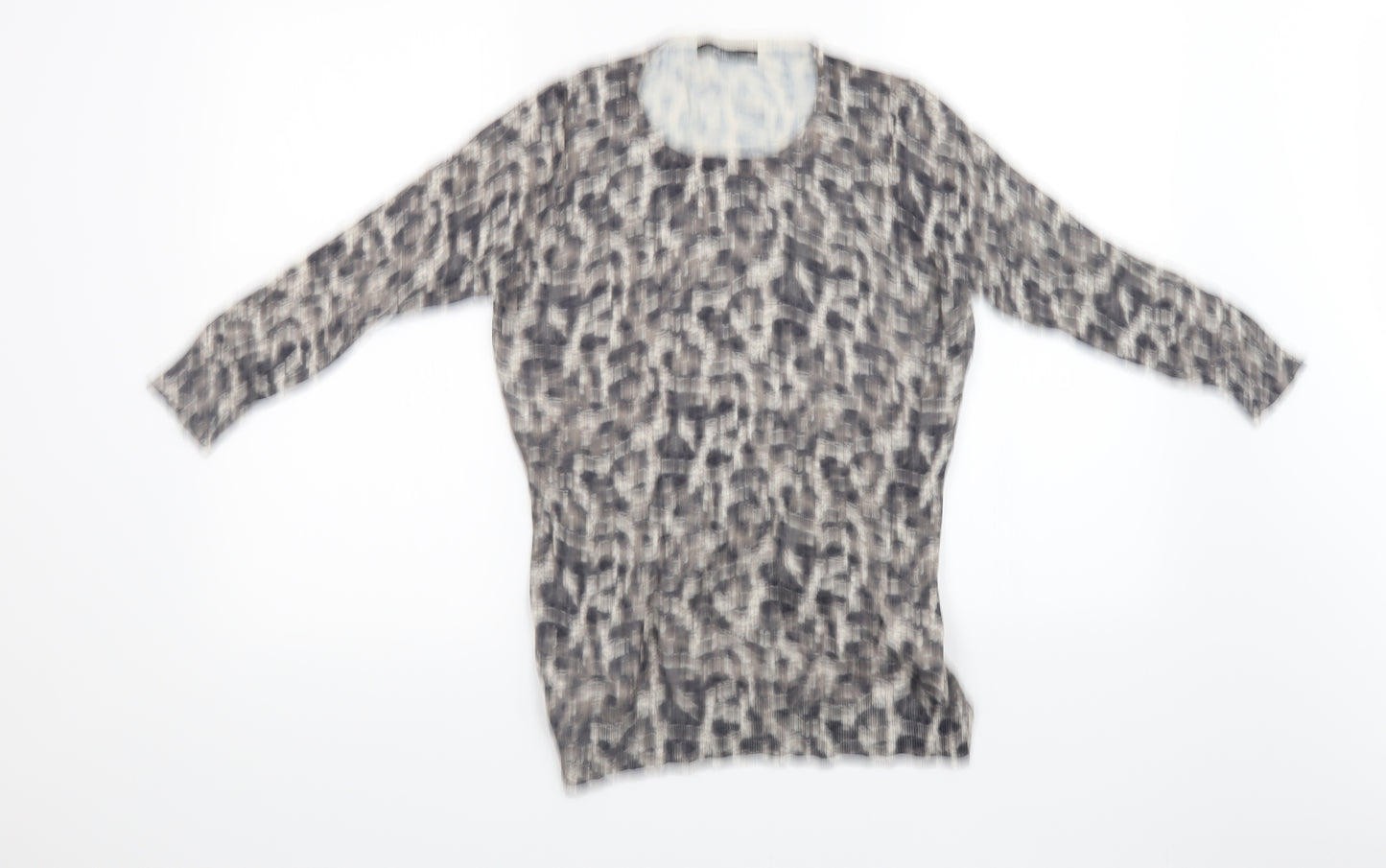 bm Collection Womens Brown Animal Print Knit Pullover Sweatshirt Size XS