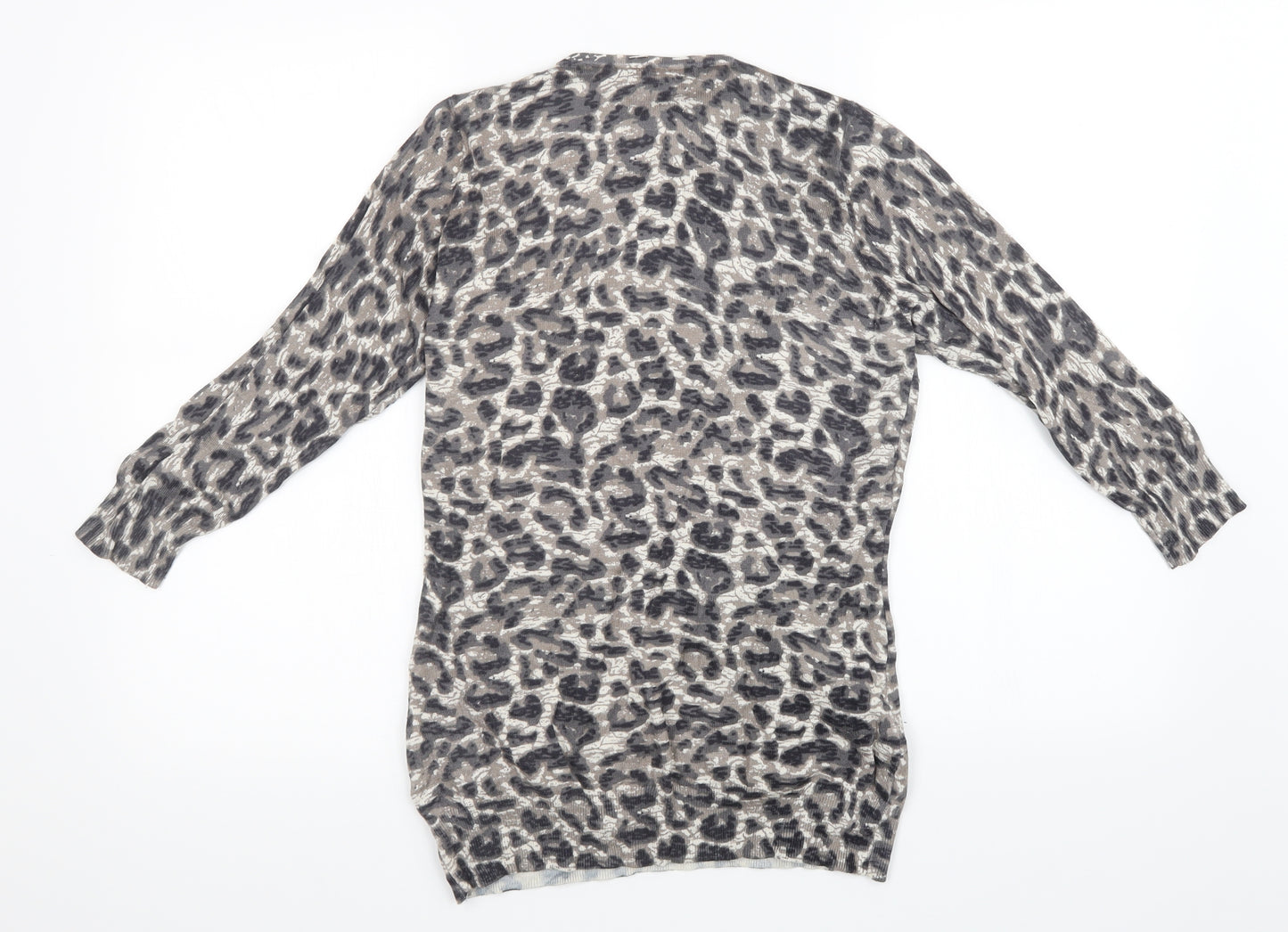 bm Collection Womens Brown Animal Print Knit Pullover Sweatshirt Size XS