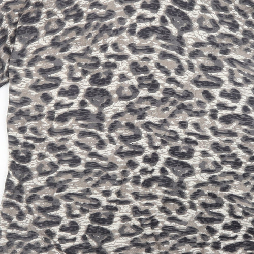 bm Collection Womens Brown Animal Print Knit Pullover Sweatshirt Size XS
