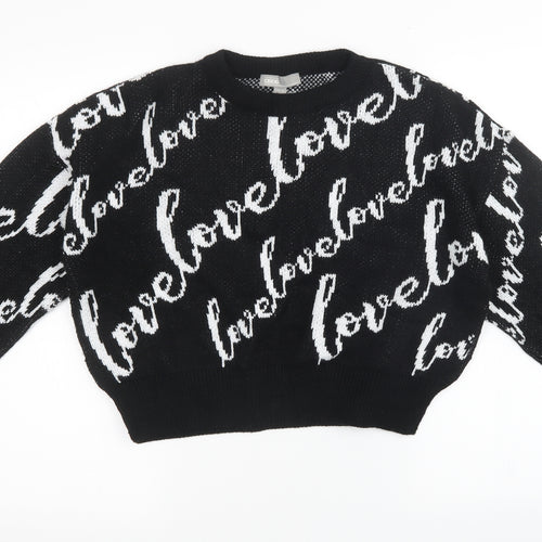 ASOS Womens Black  Knit Pullover Sweatshirt Size 8  - oversized cropped jumper