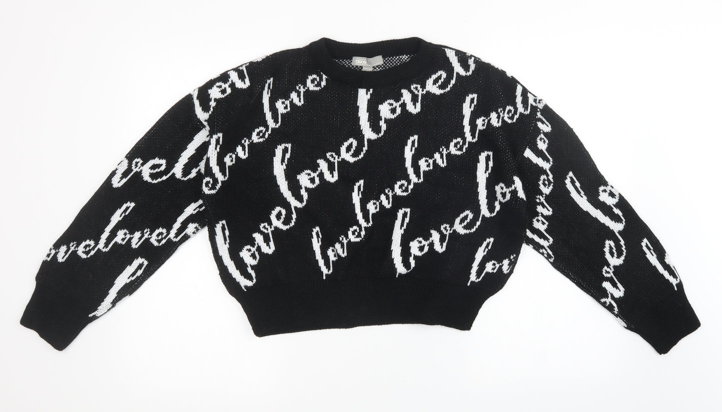 ASOS Womens Black  Knit Pullover Sweatshirt Size 8  - oversized cropped jumper