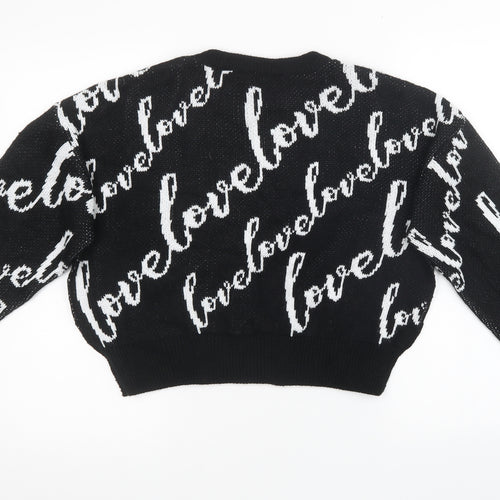 ASOS Womens Black  Knit Pullover Sweatshirt Size 8  - oversized cropped jumper