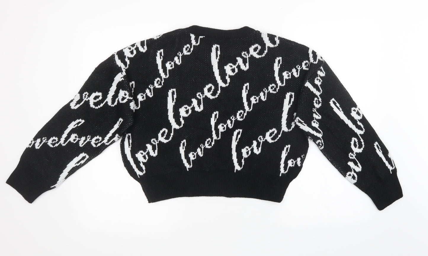 ASOS Womens Black  Knit Pullover Sweatshirt Size 8  - oversized cropped jumper