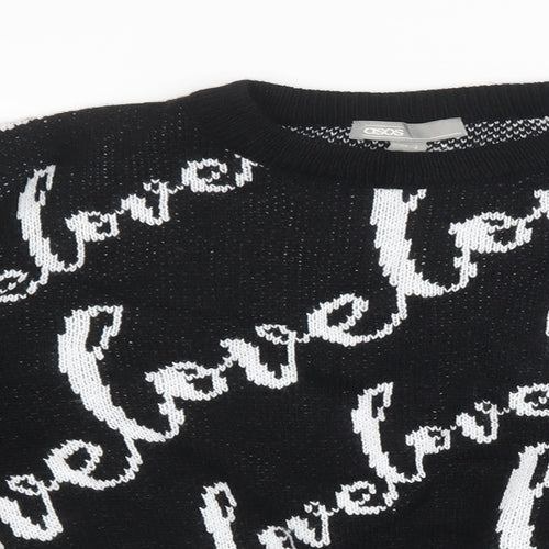 ASOS Womens Black  Knit Pullover Sweatshirt Size 8  - oversized cropped jumper