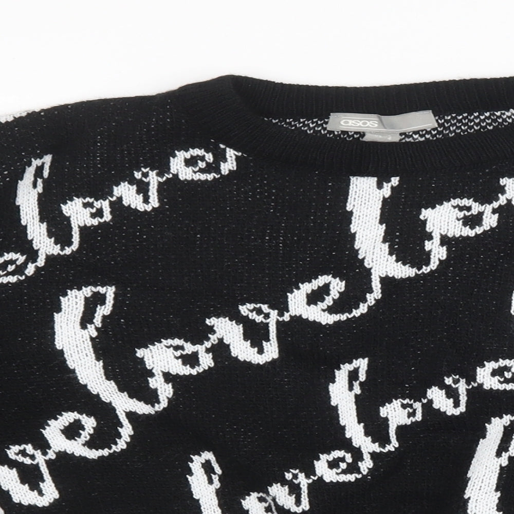 ASOS Womens Black  Knit Pullover Sweatshirt Size 8  - oversized cropped jumper