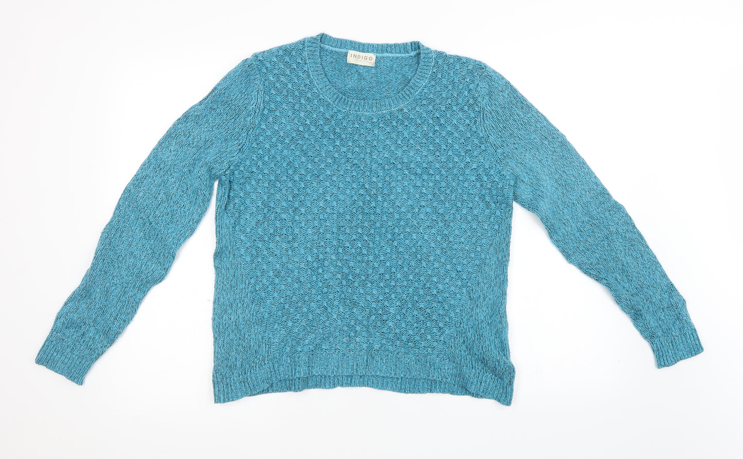 Indigo Womens Blue  Knit Pullover Sweatshirt Size 14