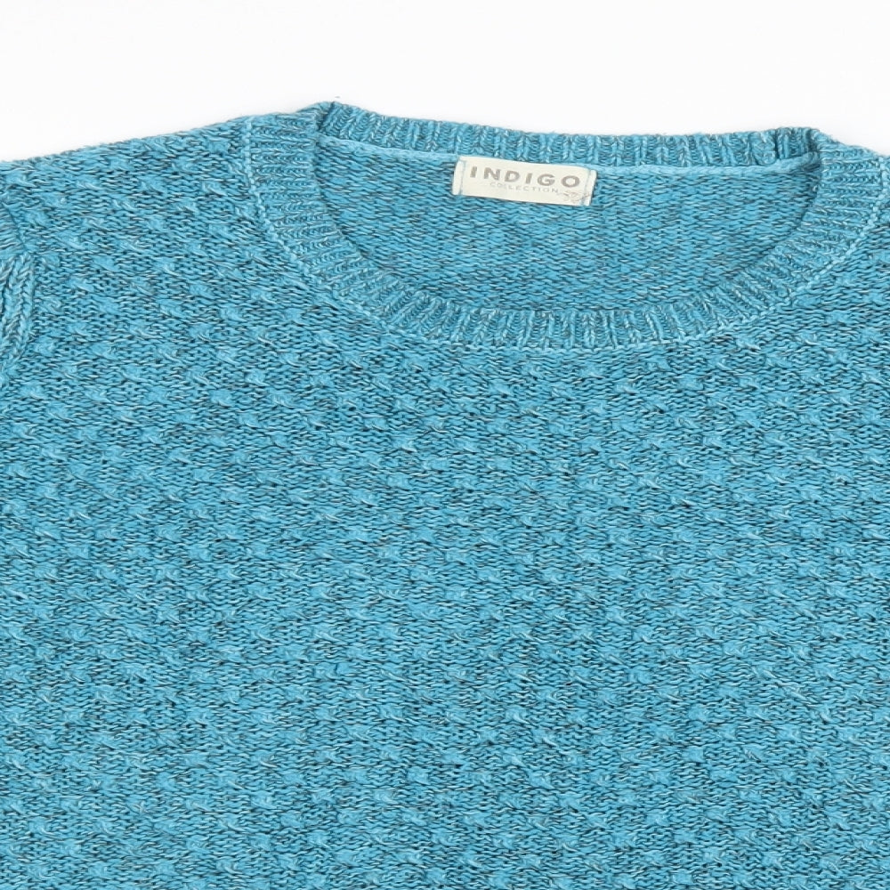 Indigo Womens Blue  Knit Pullover Sweatshirt Size 14