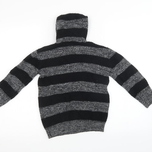 Sainsburys Boys Black Striped Knit Pullover Sweatshirt Size 7 Years