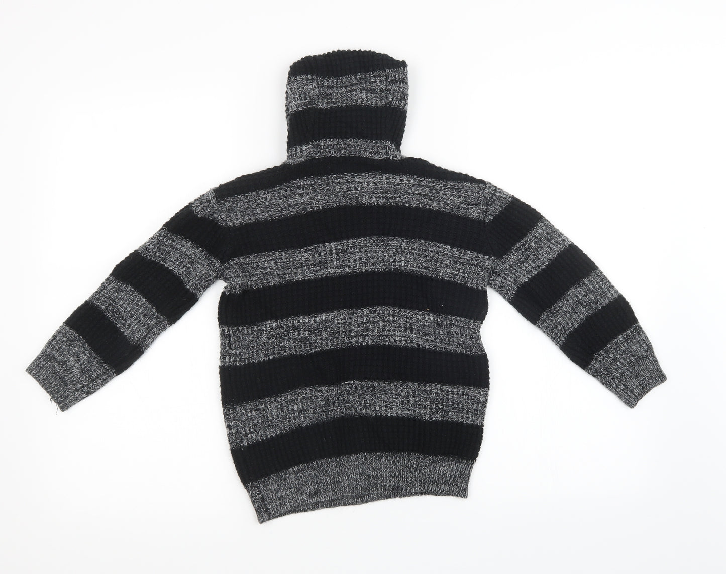 Sainsburys Boys Black Striped Knit Pullover Sweatshirt Size 7 Years