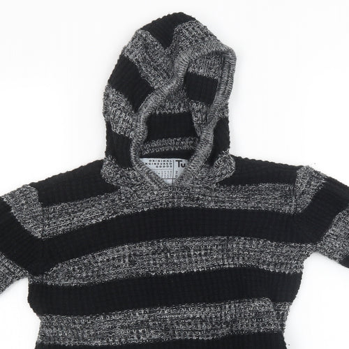 Sainsburys Boys Black Striped Knit Pullover Sweatshirt Size 7 Years