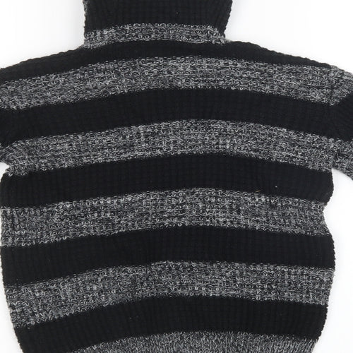 Sainsburys Boys Black Striped Knit Pullover Sweatshirt Size 7 Years