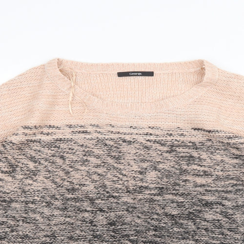 George Womens Pink Striped Knit Pullover Sweatshirt Size 14  - cropped