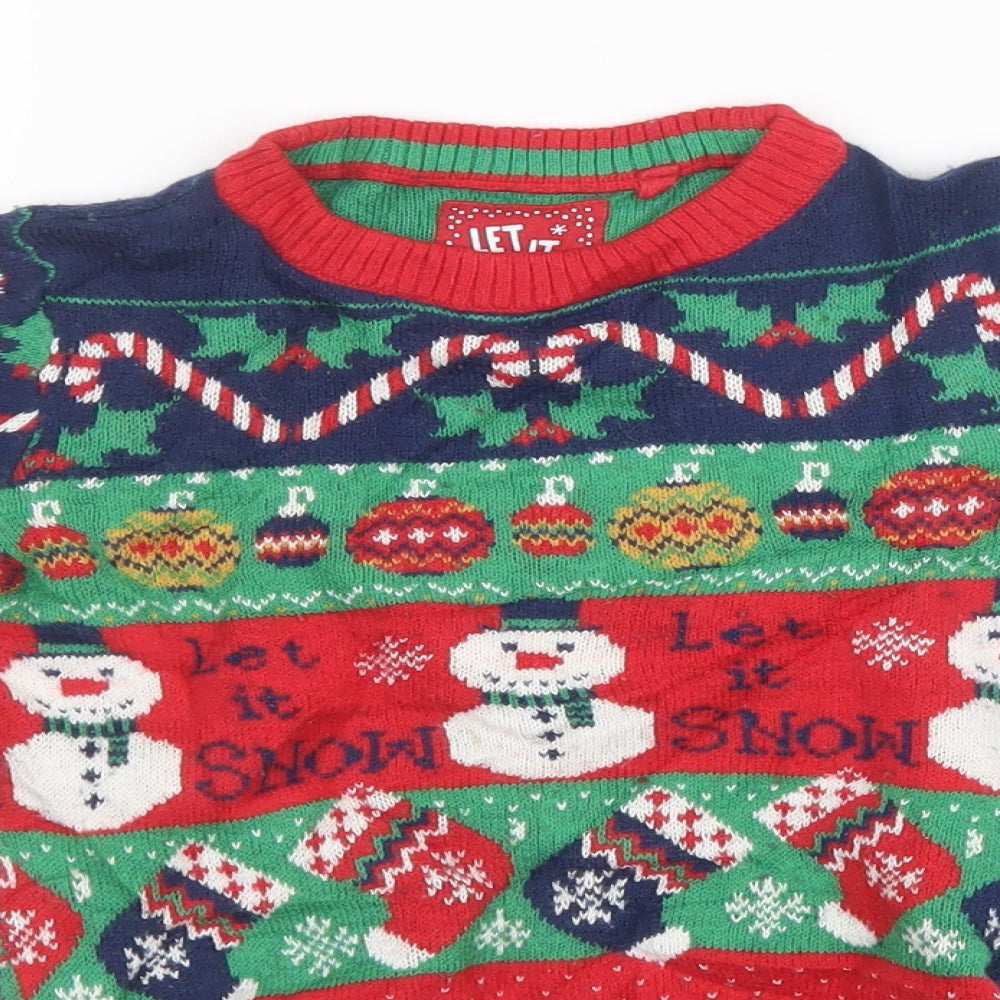 Sainsburys Boys Red Striped Knit Pullover Sweatshirt Size 2 Years  - christmas