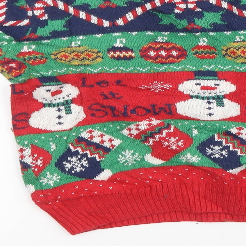 Sainsburys Boys Red Striped Knit Pullover Sweatshirt Size 2 Years  - christmas