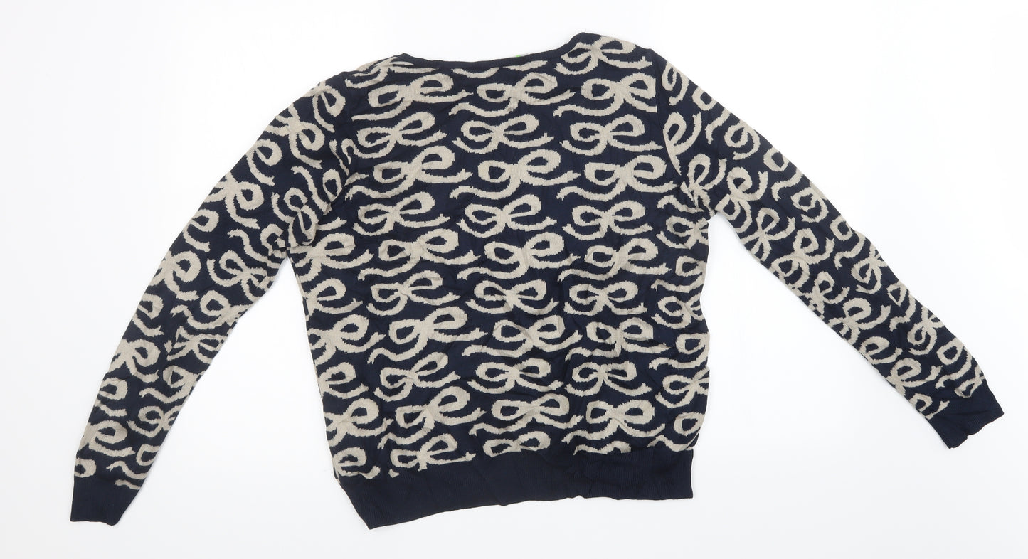 Marks and Spencer Womens Blue Geometric Knit Pullover Sweatshirt Size 14