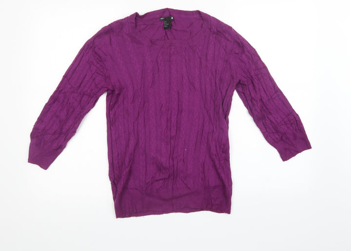 H&M Womens Purple Knit Pullover Sweatshirt Size S