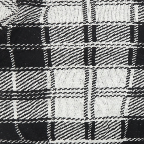pep & co Womens Black Check Knit Pullover Sweatshirt Size L