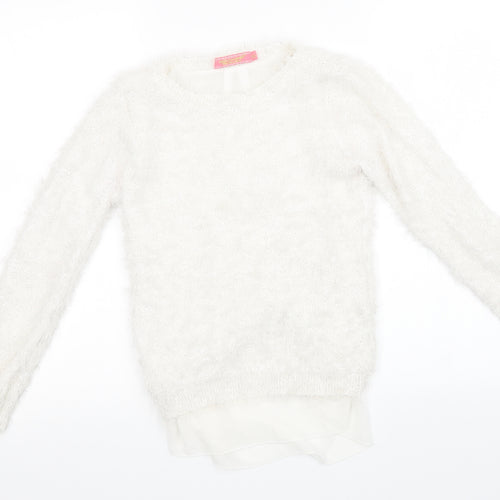 Preworn Womens White   Pullover Sweatshirt Size 12