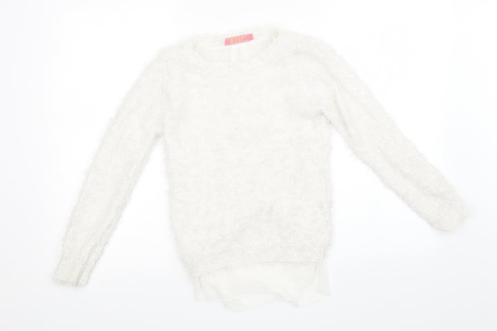 Preworn Womens White   Pullover Sweatshirt Size 12