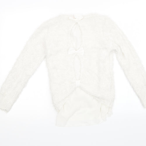 Preworn Womens White   Pullover Sweatshirt Size 12