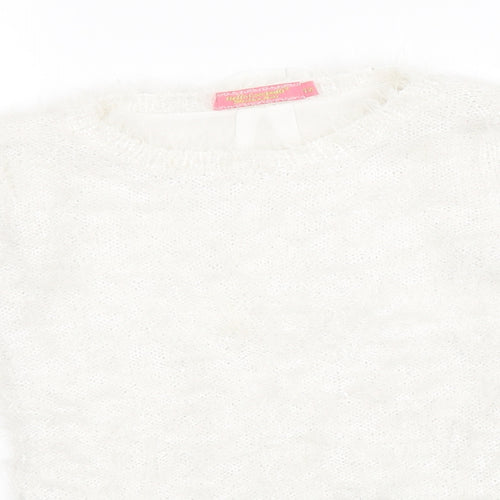 Preworn Womens White   Pullover Sweatshirt Size 12